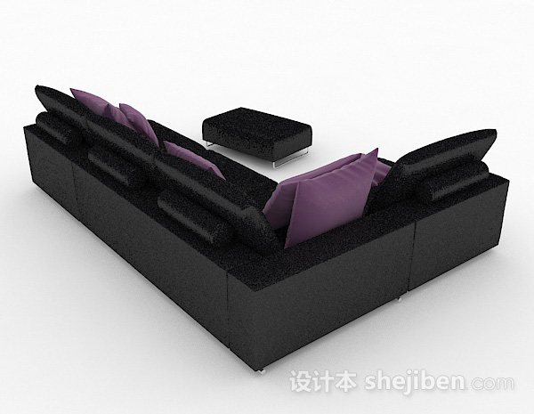 设计本黑色休闲多人沙发3d模型下载