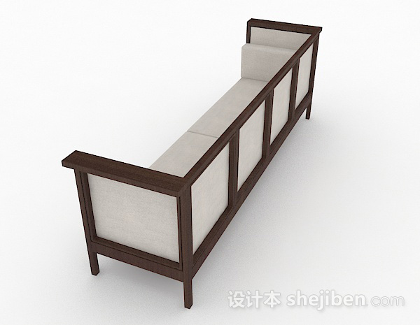 设计本棕色多人沙发3d模型下载