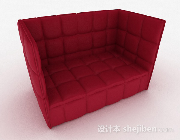免费玫红色双人沙发3d模型下载