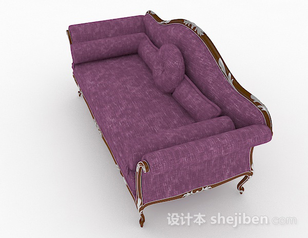 免费欧式紫色双人沙发3d模型下载