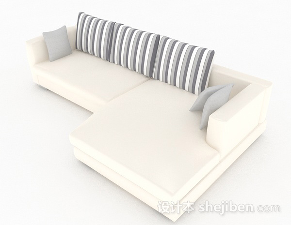 现代风格休闲白色家居多人沙发3d模型下载