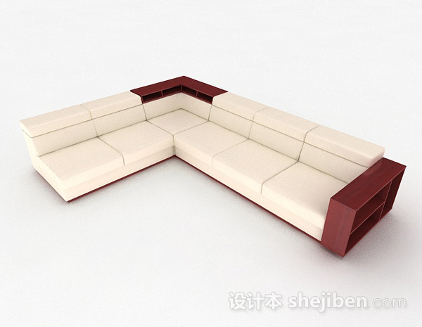白色多人沙发3d模型下载