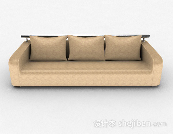 现代风格浅棕色简约多人沙发3d模型下载