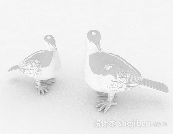 白色陶瓷鸽子3d模型下载
