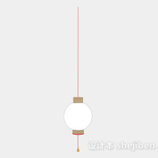 日式风格白色圆球吊灯3d模型下载