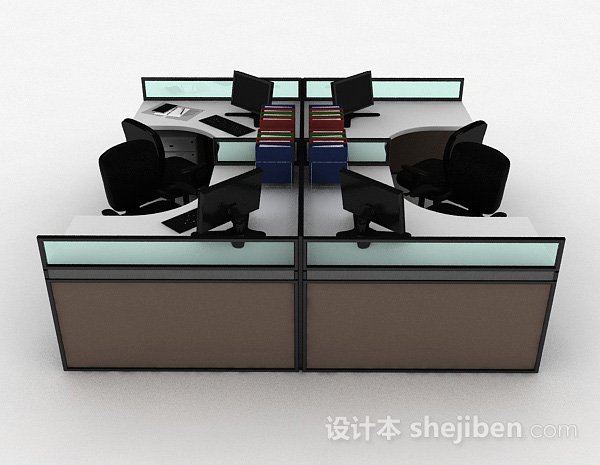 设计本现代风工作桌椅组合3d模型下载