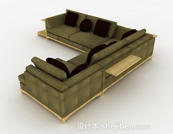 现代风格绿色多人沙发3d模型下载