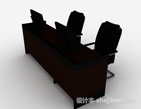 现代风格黑色办公桌椅组合3d模型下载