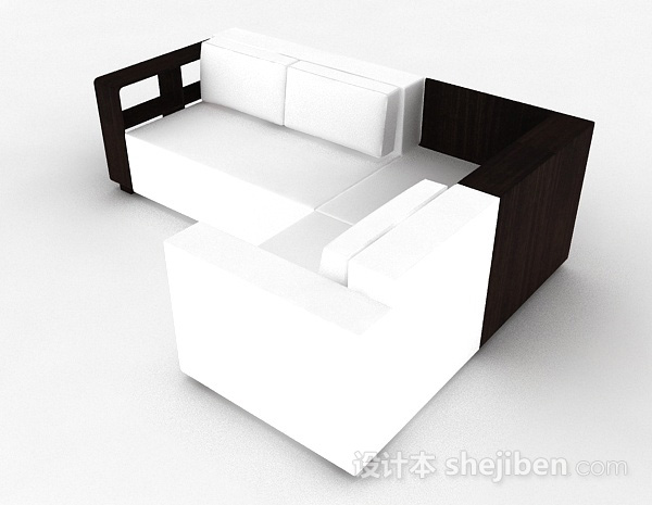 现代风格黑白多人沙发3d模型下载
