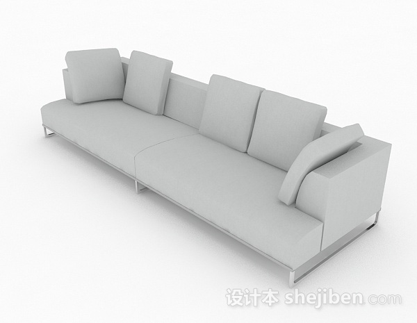免费灰色简约多人沙发3d模型下载