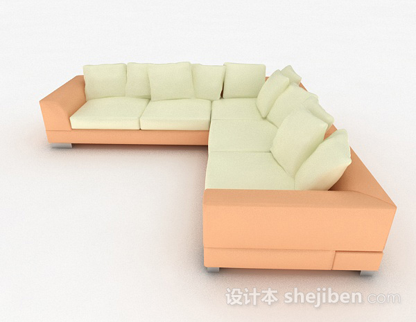 现代风格黄色多人沙发3d模型下载