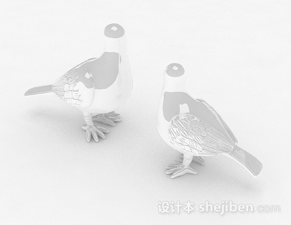 设计本白色陶瓷鸽子3d模型下载