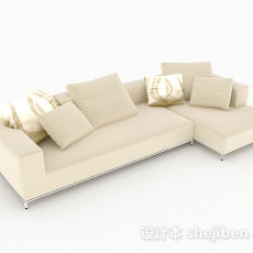 浅黄色多人沙发3d模型下载