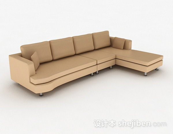 棕色多人沙发3d模型下载