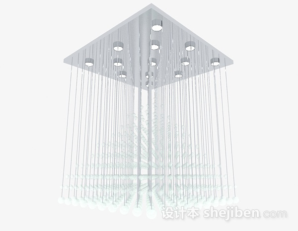 方形水晶流苏吊灯3d模型下载