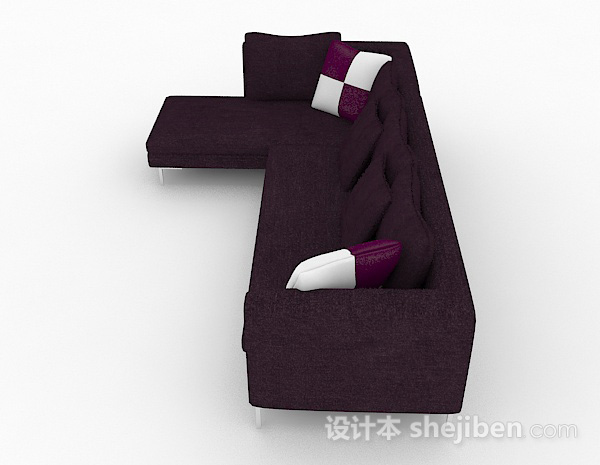 免费深紫色多人沙发3d模型下载