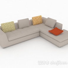 灰棕色多人沙发3d模型下载