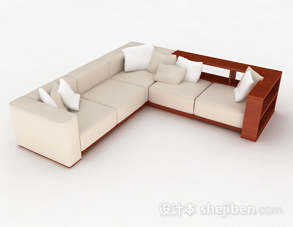 现代风格白色简约多人沙发3d模型下载