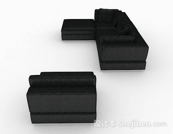 设计本黑色简约组合沙发3d模型下载