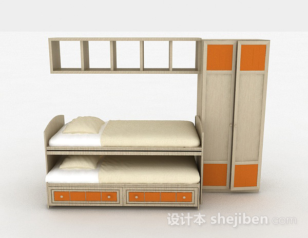 现代风格简约创意双人床3d模型下载