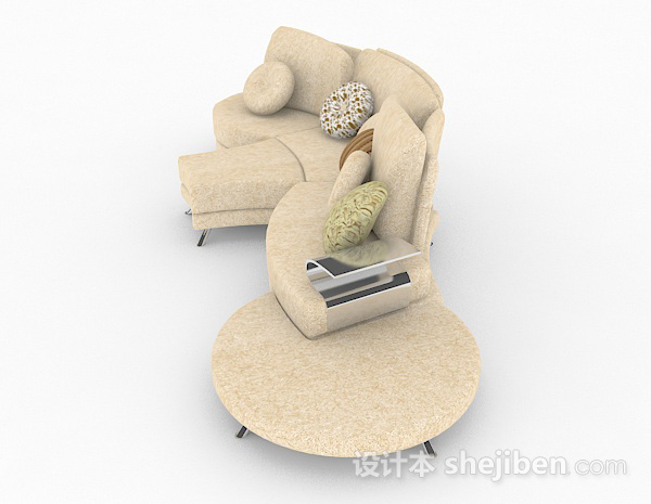 设计本黄色多人沙发3d模型下载