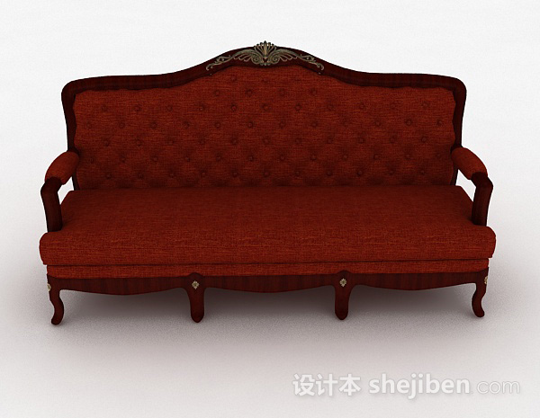 欧式风格欧式红色双人沙发3d模型下载