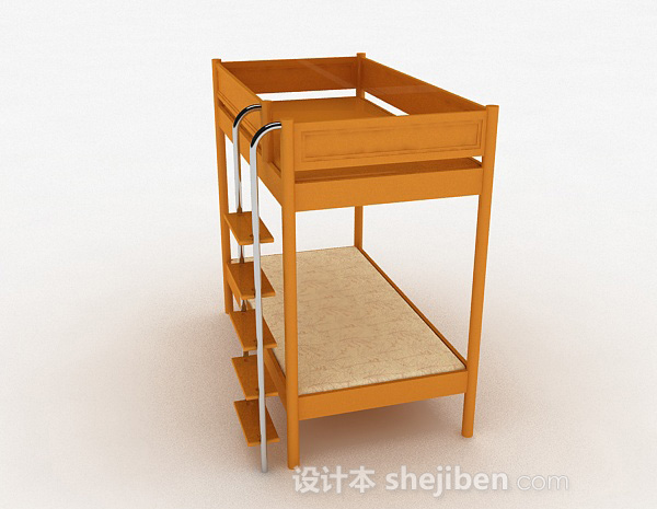 免费木质上下层单人床3d模型下载