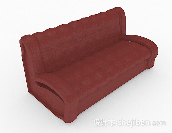 简约家居棕色双人沙发3d模型下载