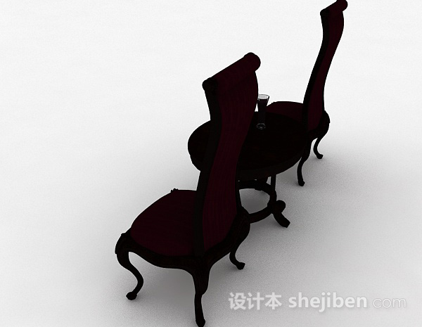 设计本紫红色欧式木椅3d模型下载