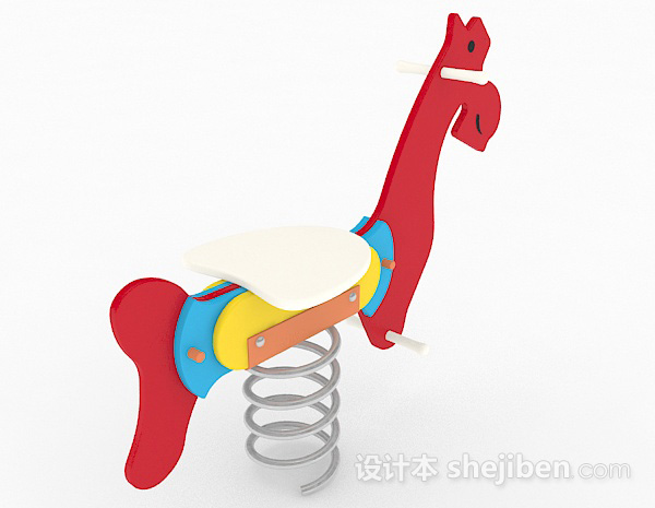 设计本红色海马单车儿童弹簧3d模型下载
