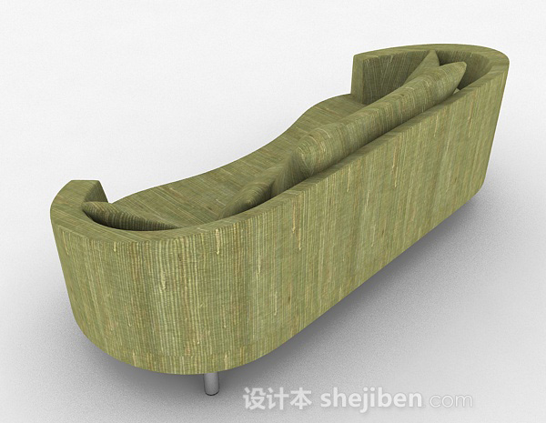 设计本绿色简约休闲双人沙发3d模型下载