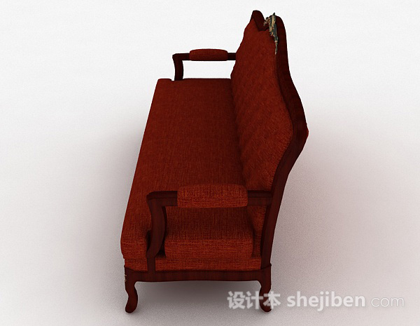 设计本欧式红色双人沙发3d模型下载