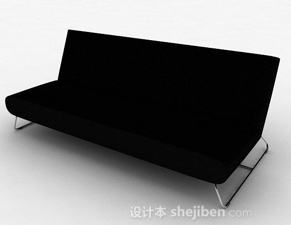 免费黑色简约双人沙发3d模型下载