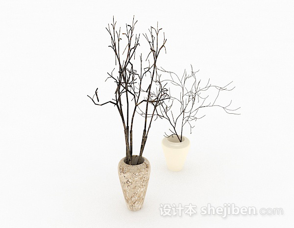 免费现代风白色组合花瓶3d模型下载