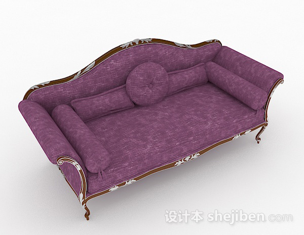 欧式紫色双人沙发3d模型下载