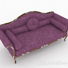 欧式紫色双人沙发3d模型下载