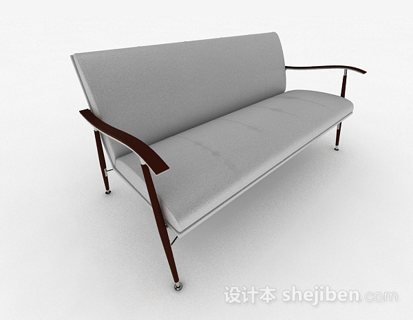 现代风格灰色简约双人沙发3d模型下载