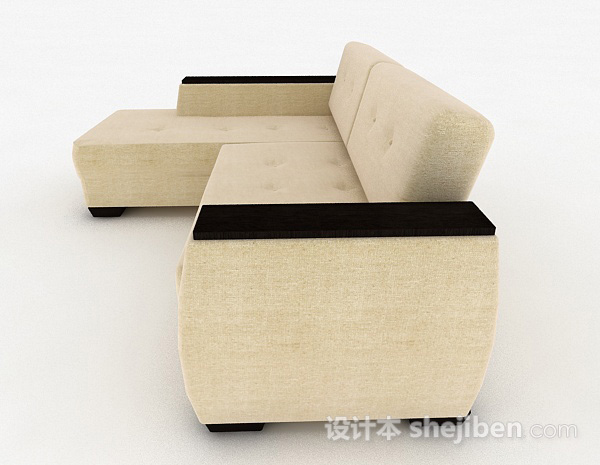 设计本米黄色多人沙发3d模型下载
