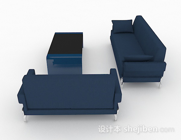 设计本简约蓝色组合沙发3d模型下载