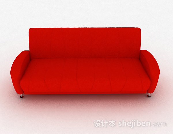 现代风格红色简约双人沙发3d模型下载