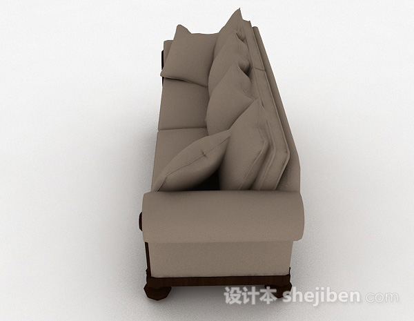 设计本欧式灰色多人沙发3d模型下载