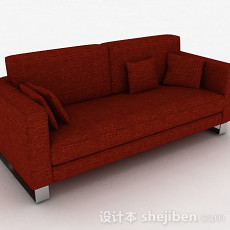红色双人沙发3d模型下载