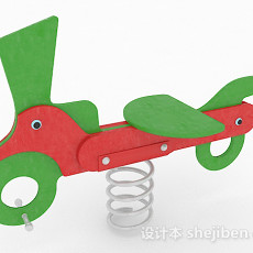 绿色单车儿童弹簧椅3d模型下载
