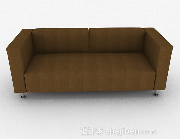 现代风格棕色简约双人沙发3d模型下载