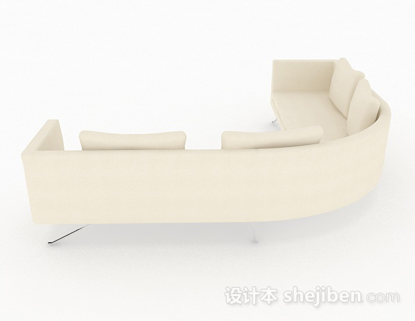 设计本米黄色简约多人沙发3d模型下载