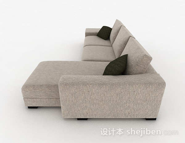 设计本现代棕色简约多人沙发3d模型下载