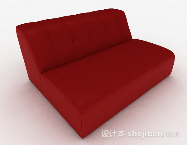 红色简约多人沙发3d模型下载