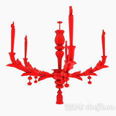 中式风格红色吊灯3d模型下载