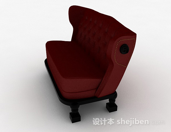 设计本欧式红色单人沙发3d模型下载