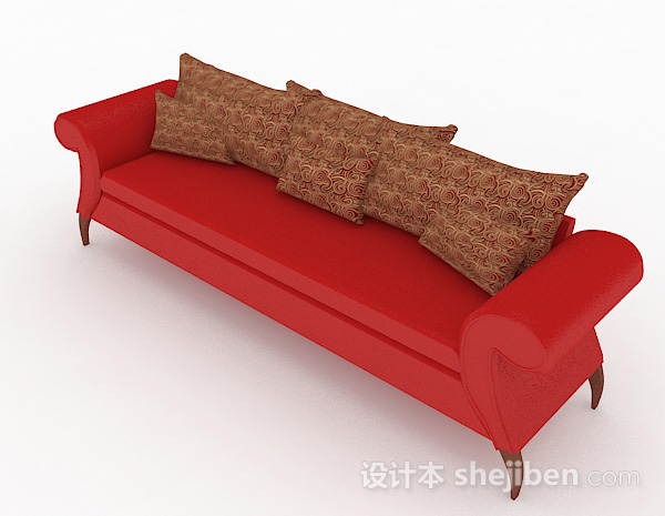 现代风格红色家居多人沙发3d模型下载